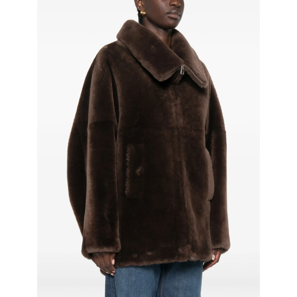 Wide-Collar Shearling Jacket