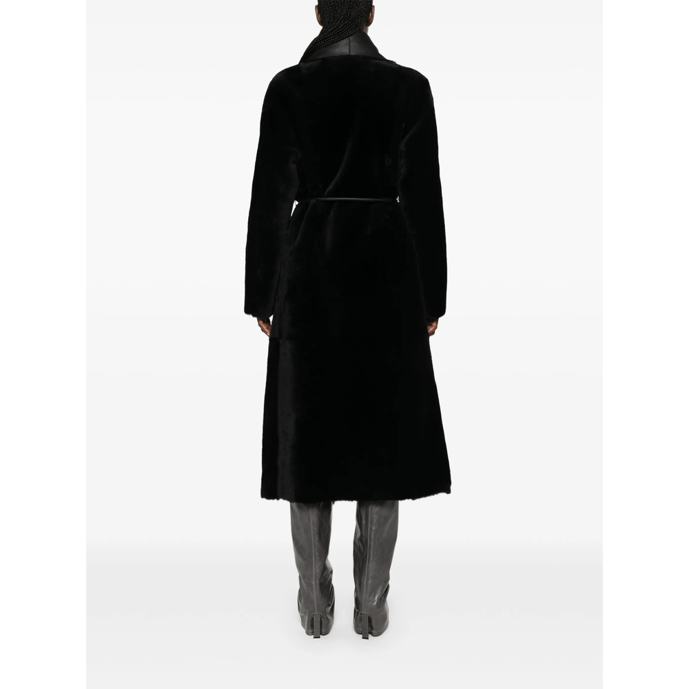 Leather-Panelled Shearling Coat