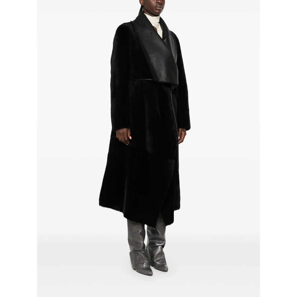 Leather-Panelled Shearling Coat