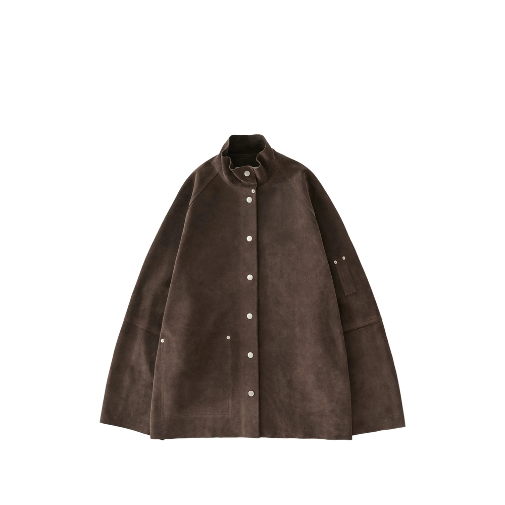 Studio Nicholson Dash Raglan Sleeve Suede Jacket In Brown