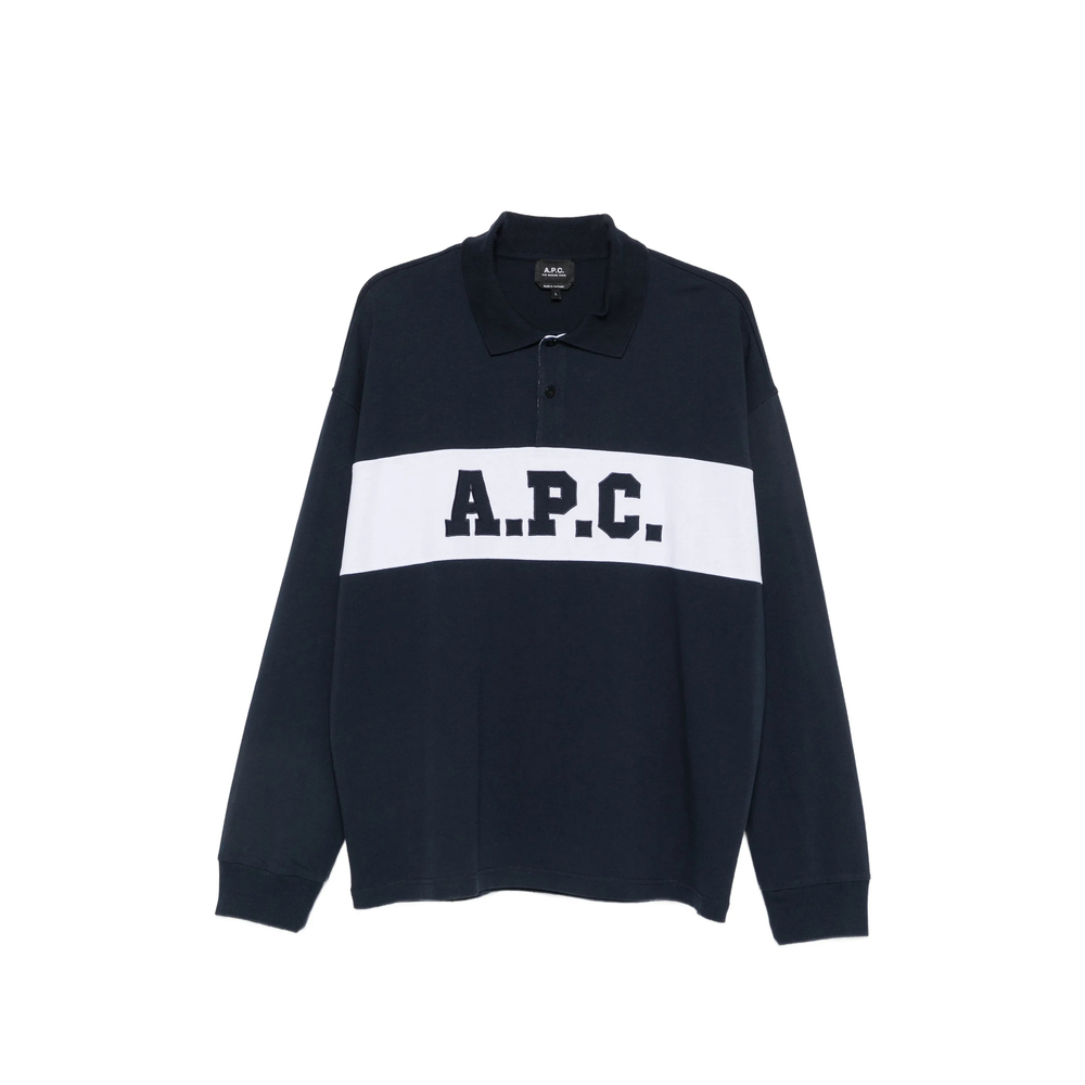 A. p.c. Logo-print Long-sleeve Polo Shirt