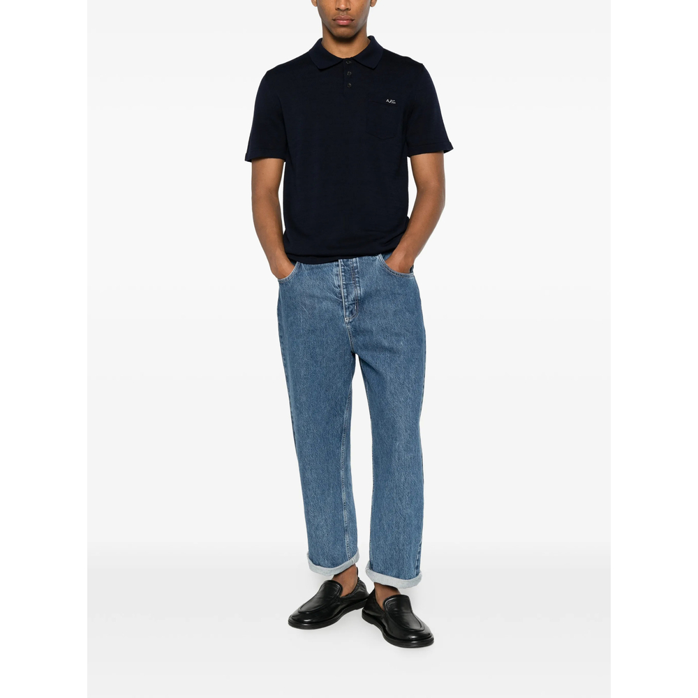 A. P.C. Logo-Embroidered Pocket Polo Shirt