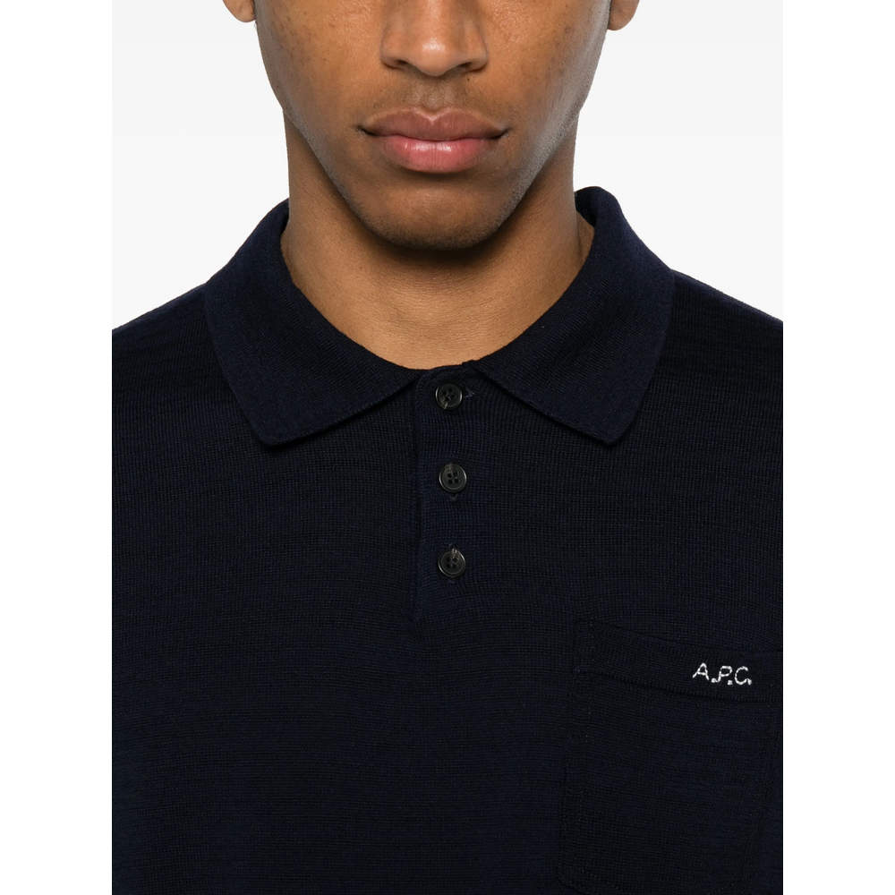 A. P.C. Logo-Embroidered Pocket Polo Shirt