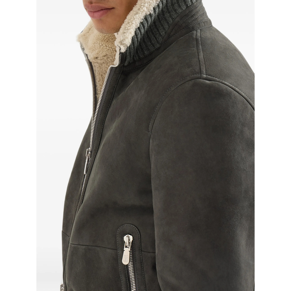 Curly Shearling Bomber Jacket