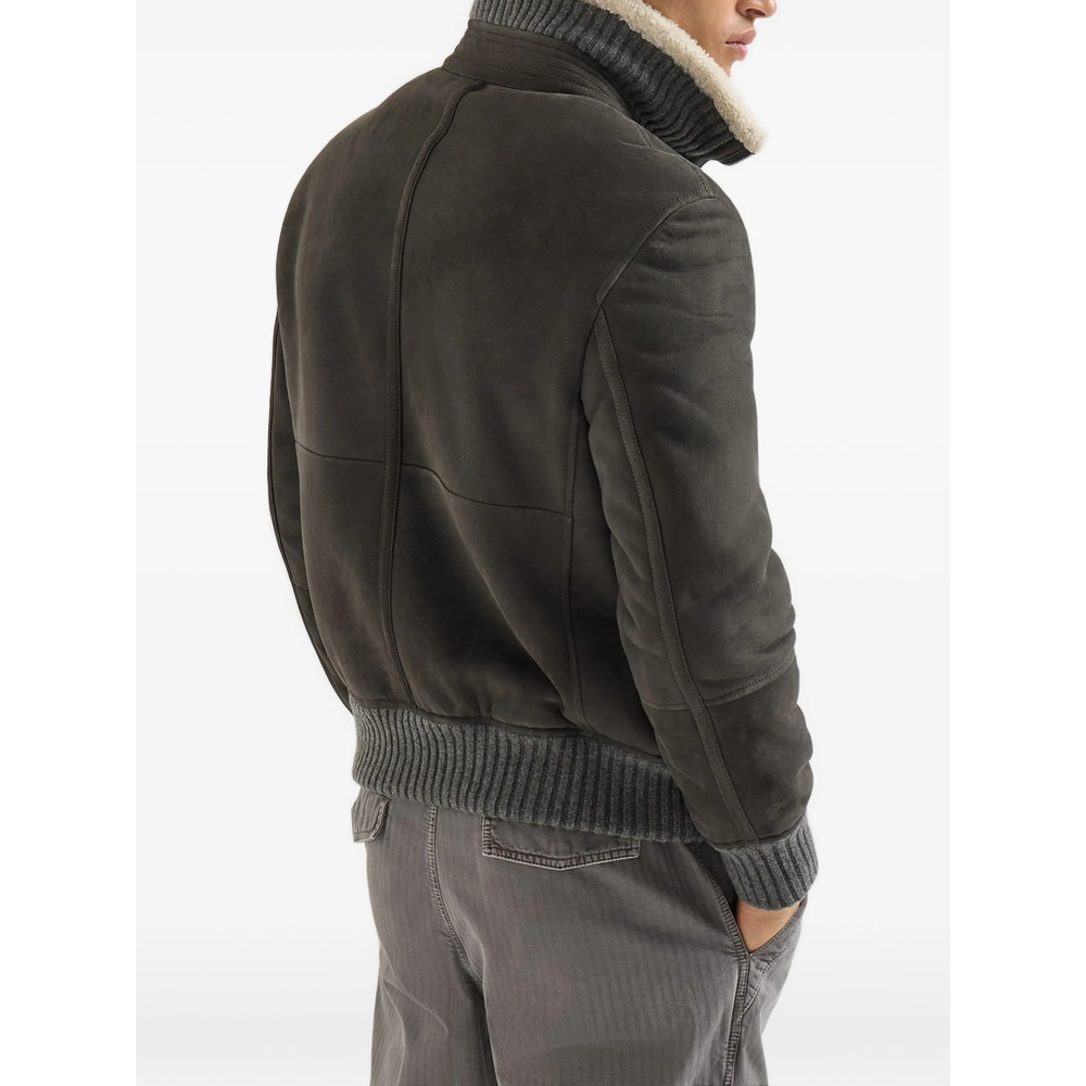 Curly Shearling Bomber Jacket