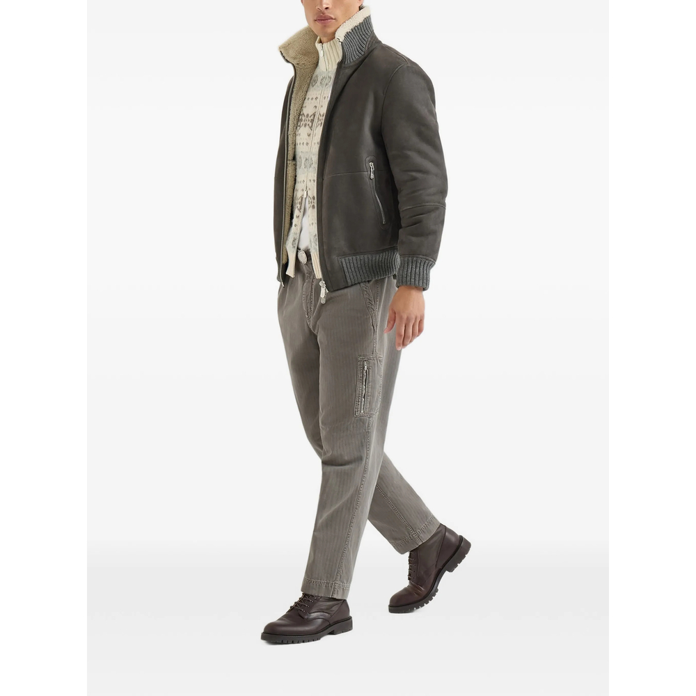 Curly Shearling Bomber Jacket
