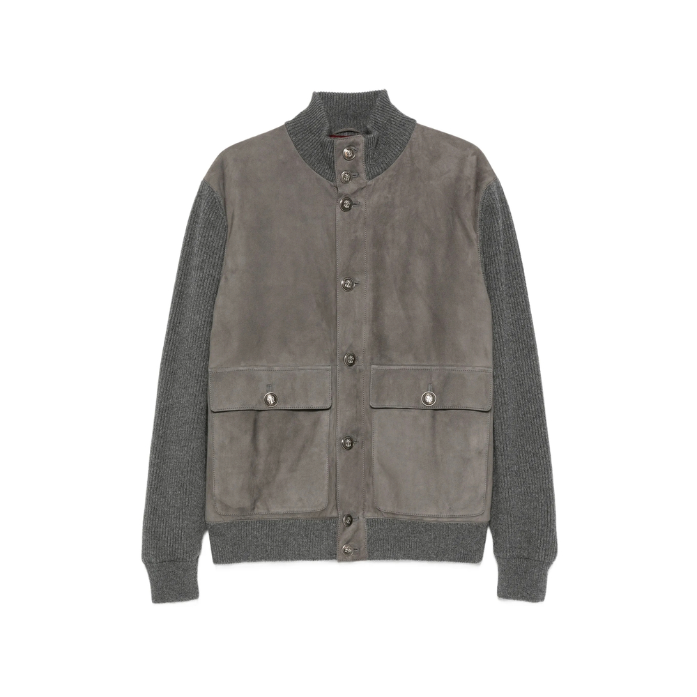 Brunello Cucinelli Suede-panel Ribbed Jacket