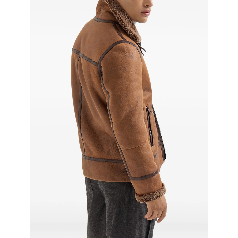Vintage-Effect Shearling Aviator Jacket