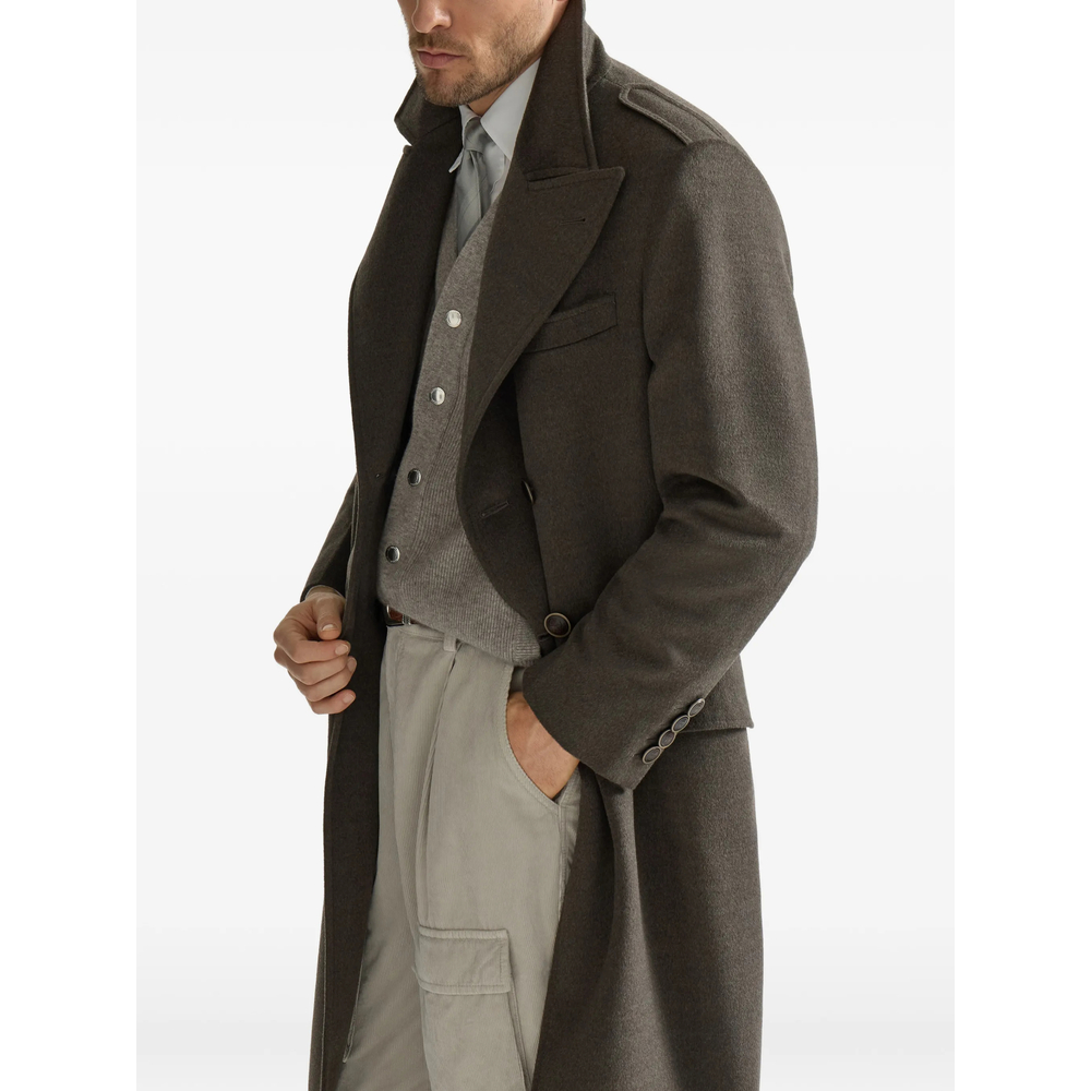 Lightweight Virgin-Wool Cloth One-And-A Half Breasted Coat
