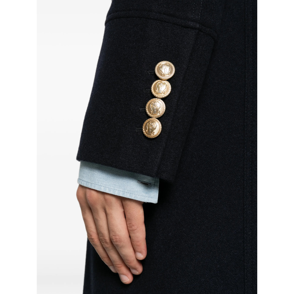 Double-Breasted Crest-Button Coat