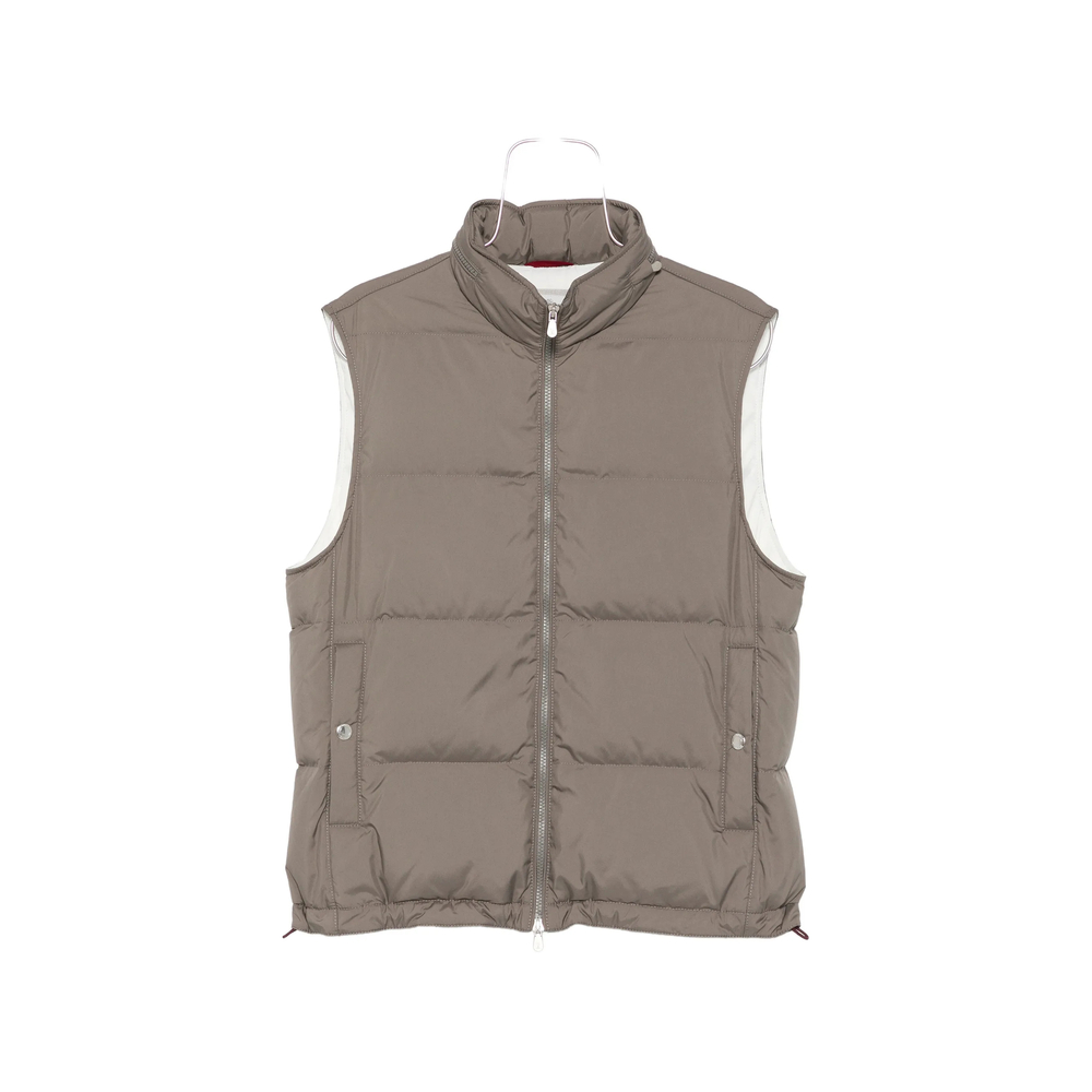 Brunello Cucinelli Lightweight Techno-fabric Down Vest With Packable Hood