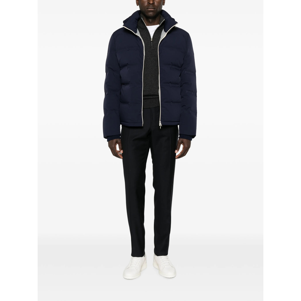 Stretch Bonded Nylon Down Jacket With Detachable Hood
