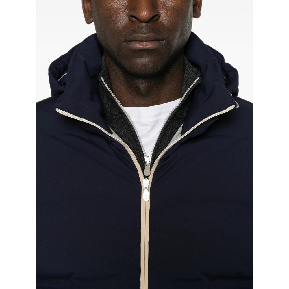 Stretch Bonded Nylon Down Jacket With Detachable Hood