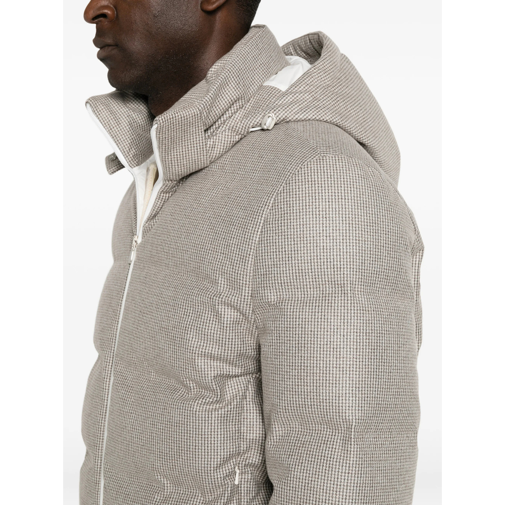 Houndstooth-Pattern Quilted Jacket