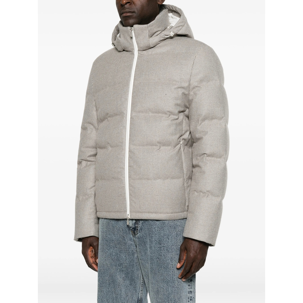 Houndstooth-Pattern Quilted Jacket
