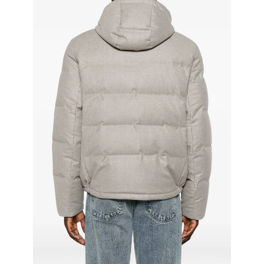 Houndstooth-Pattern Quilted Jacket