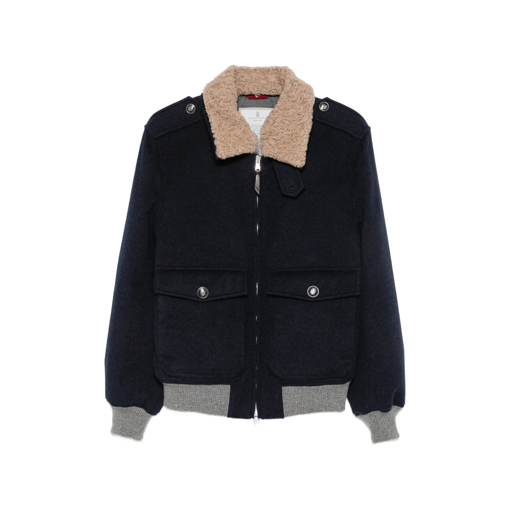 Brunello Cucinelli Shearling-collar Bomber Jacket