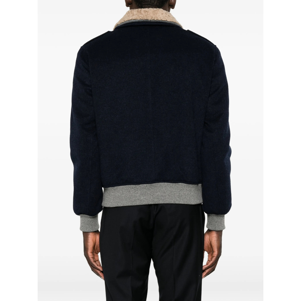 Bonded Cashmere Beaver Cloth Bomber Jacket