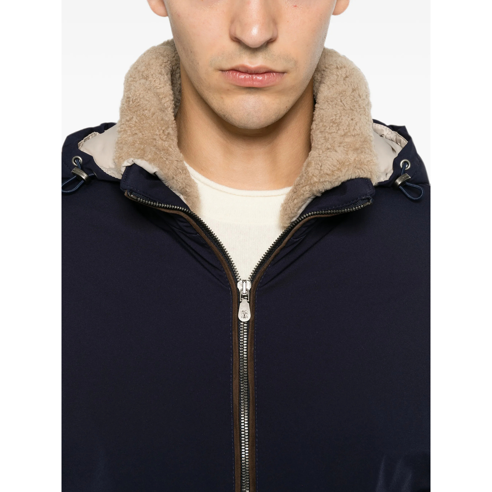 Stretch Bonded Nylon Down Jacket With Detachable Hood