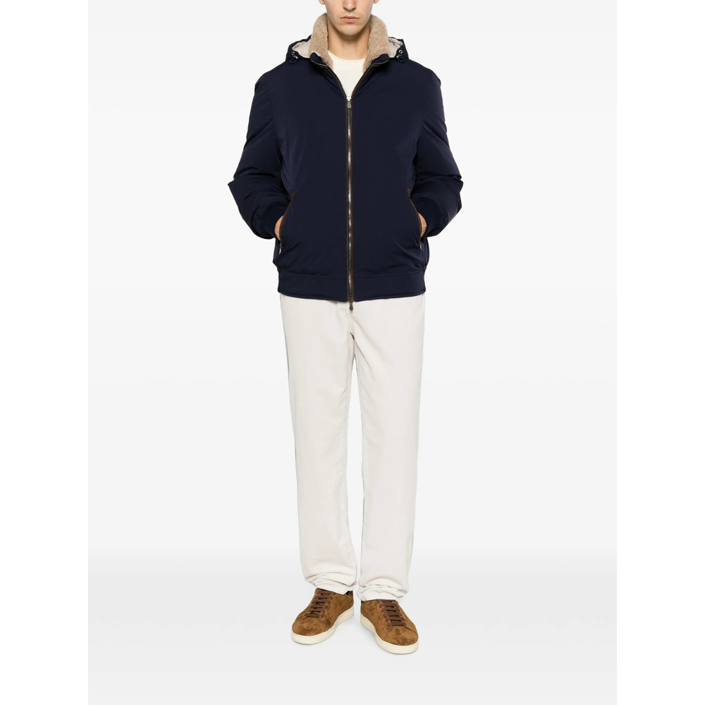 Stretch Bonded Nylon Down Jacket With Detachable Hood
