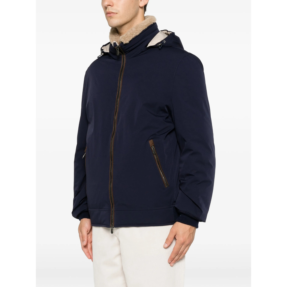 Stretch Bonded Nylon Down Jacket With Detachable Hood
