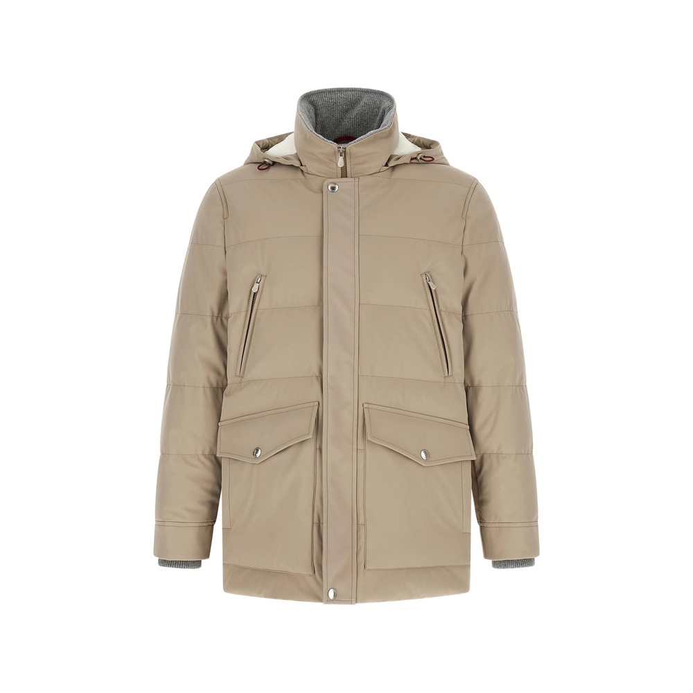 Brunello Cucinelli Quilted Hooded Parka In Neutrals