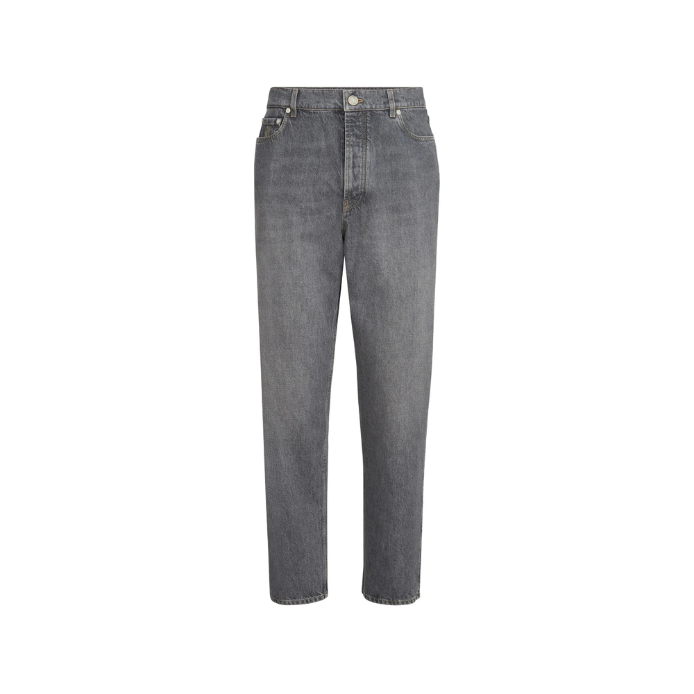 Brunello Cucinelli Greyscale Denim Iconic Fit Five-pocket Trousers