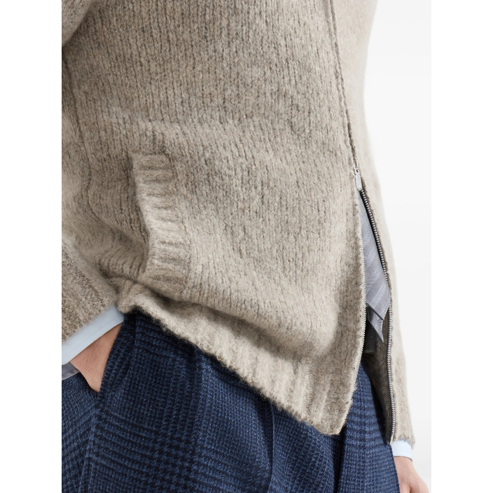 Cashmere And Silk High-Neck Cardigan