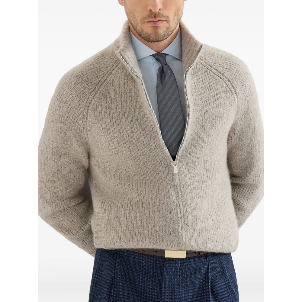 Cashmere And Silk High-Neck Cardigan