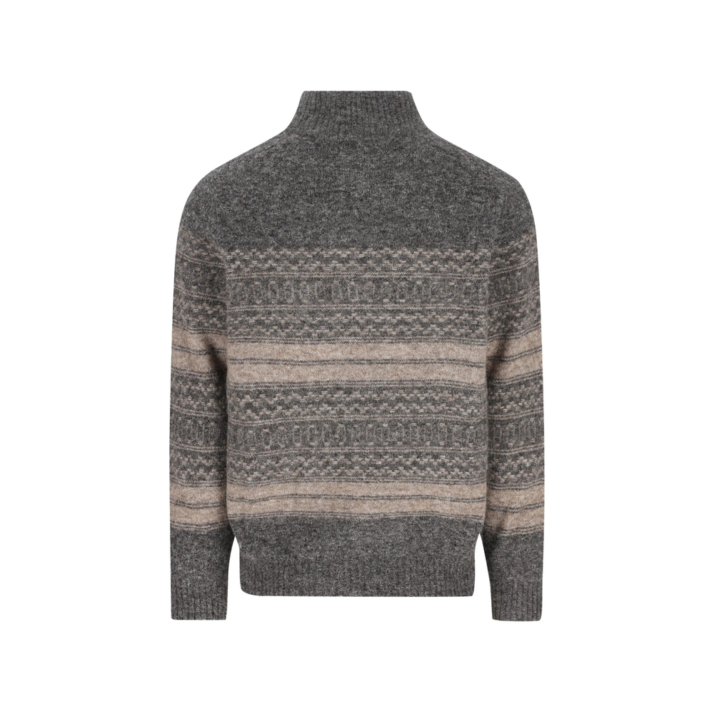 Alpaca, Cashmere And Wool Nordic Jacquard High-Neck Cardigan