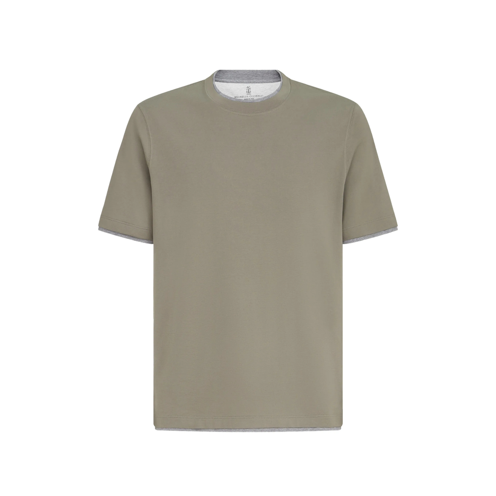 Brunello Cucinelli Cotton Jersey Crew Neck T-shirt With Faux-layering