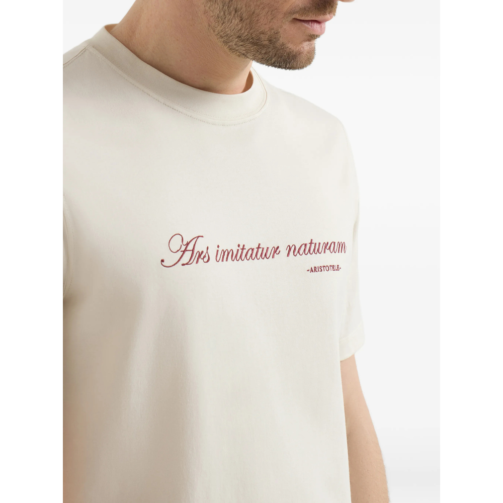 Phrase-Embroidery Crew-Neck T-Shirt