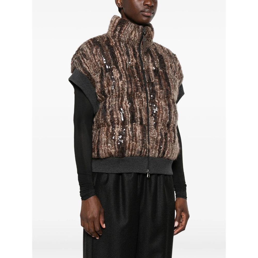 Sequin-Embellished Sleeveless Gilet