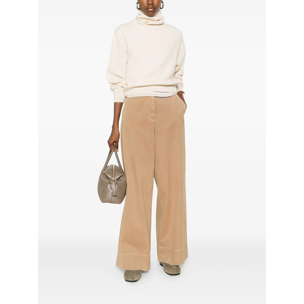 Virgin Wool, Cashmere And Silk English Rib Turtleneck Sweater