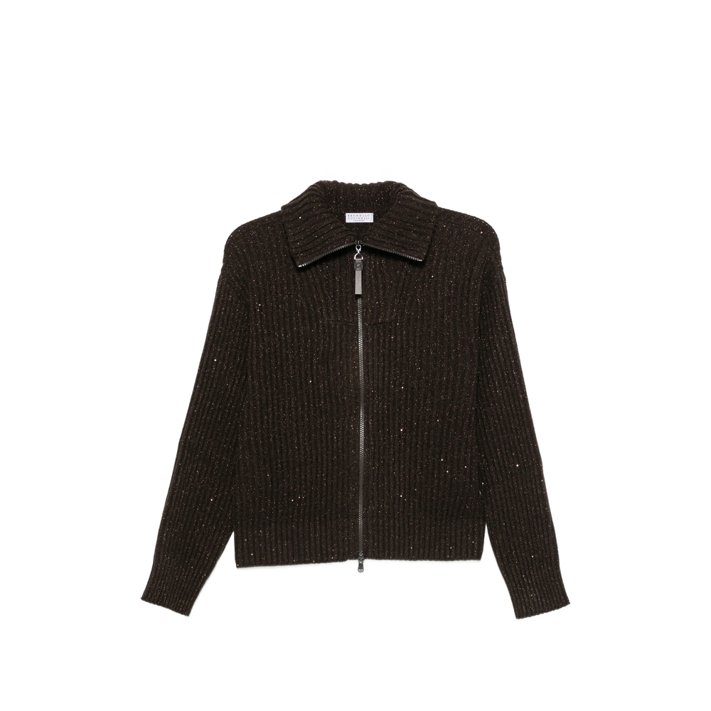Brunello Cucinelli Sparkling & Dazzling Ribbed-knit Sequin-embellished Cardigan