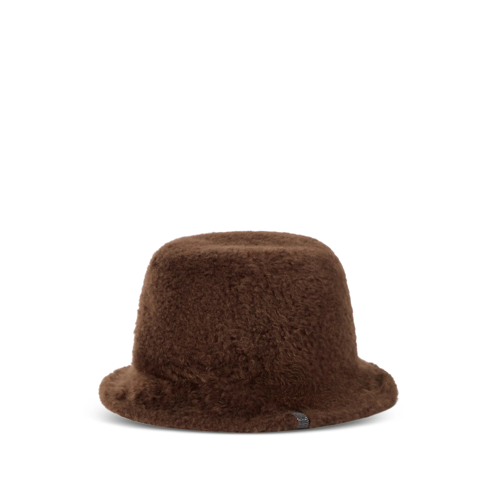 Brunello Cucinelli Soft Fuzzy-shearling Bucket Hat With Shiny-band
