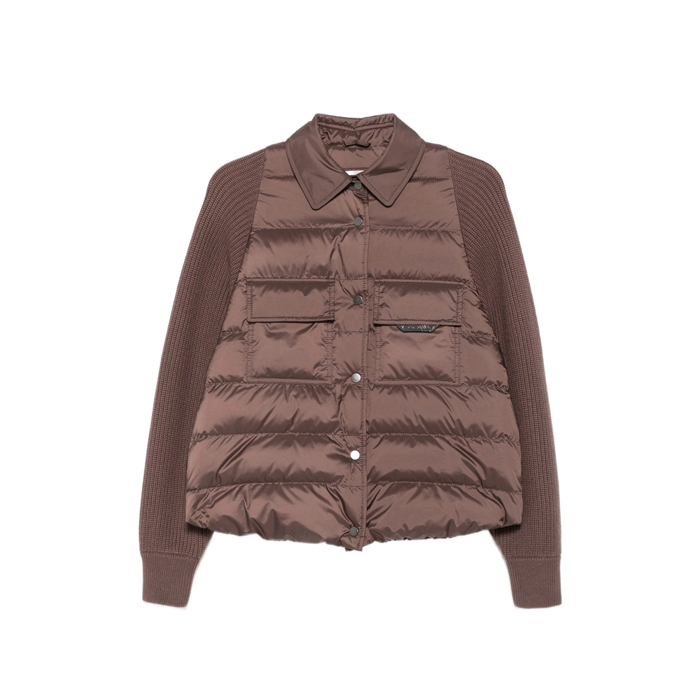Brunello Cucinelli Quilted-panel Knit-sleeve Jacket