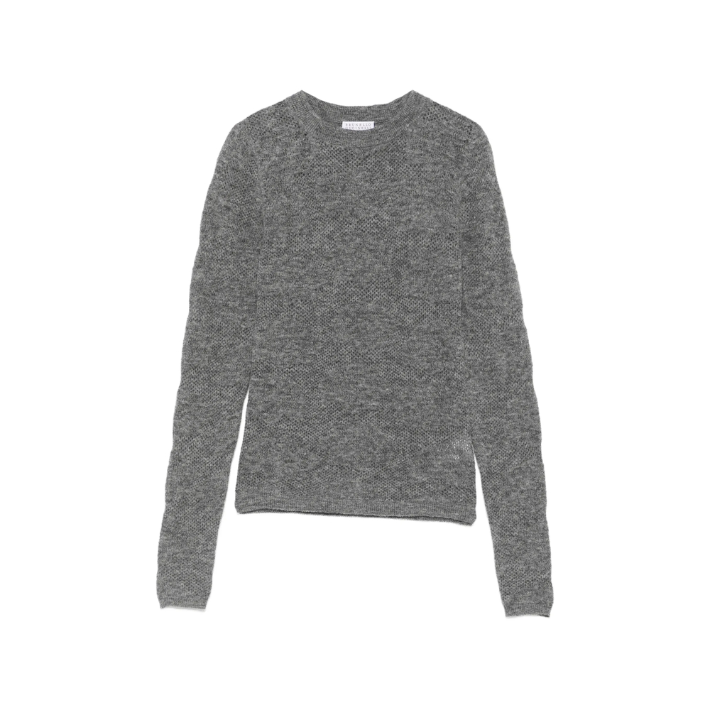 Brunello Cucinelli Open-knit Long-sleeve Sweater