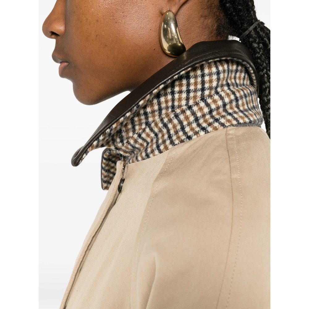 Leather-Trim Coat