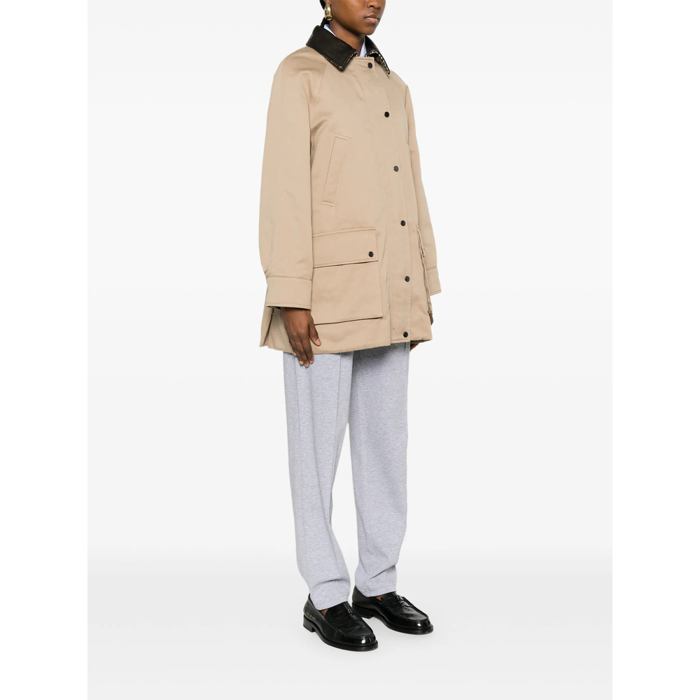 Leather-Trim Coat