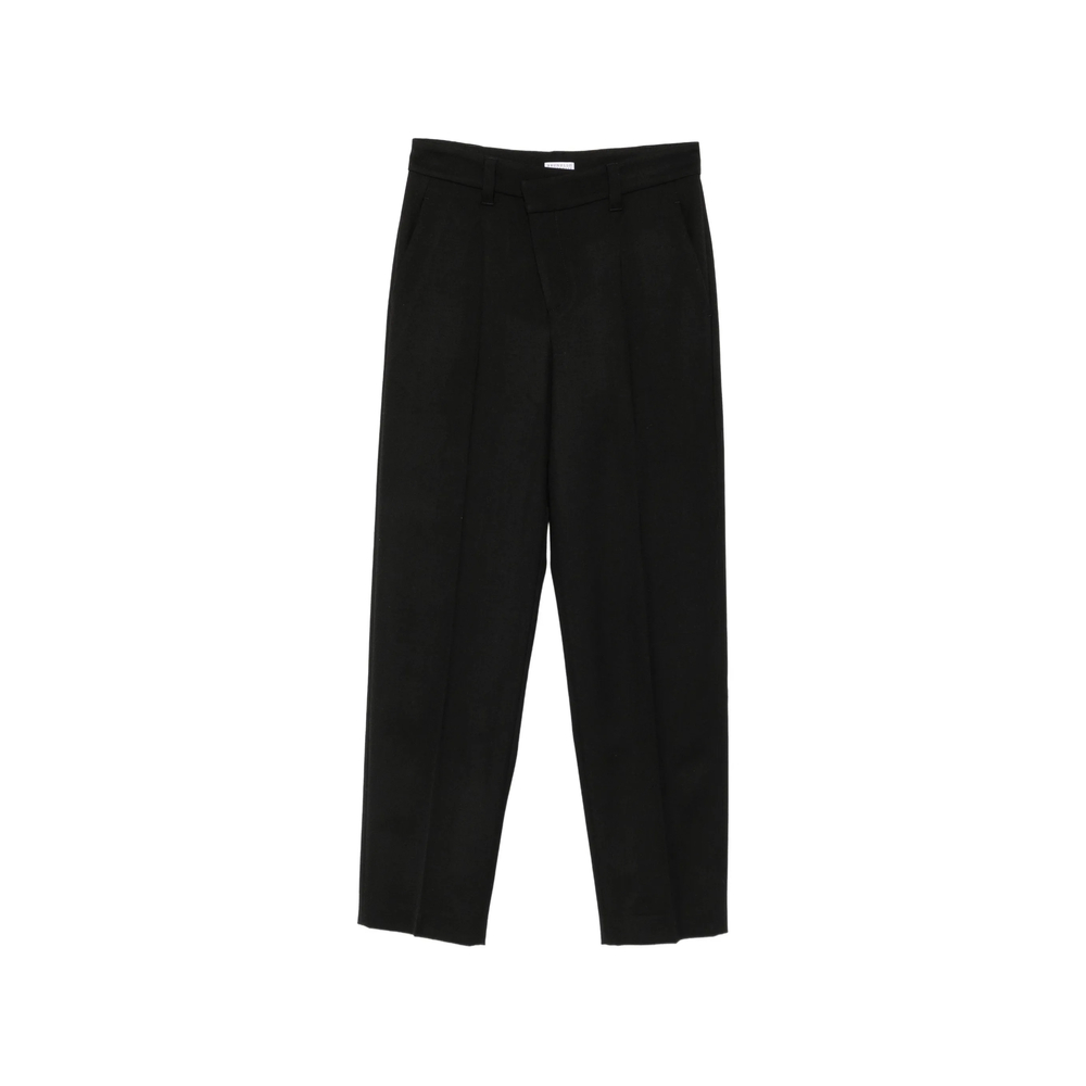 Brunello Cucinelli Pressed-crease Straight-leg Trousers In Black