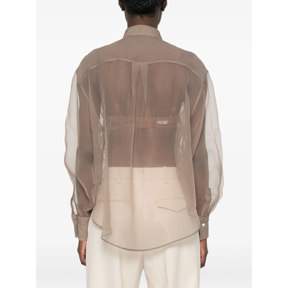 Sequin-Embellished Semi-Sheer Shirt