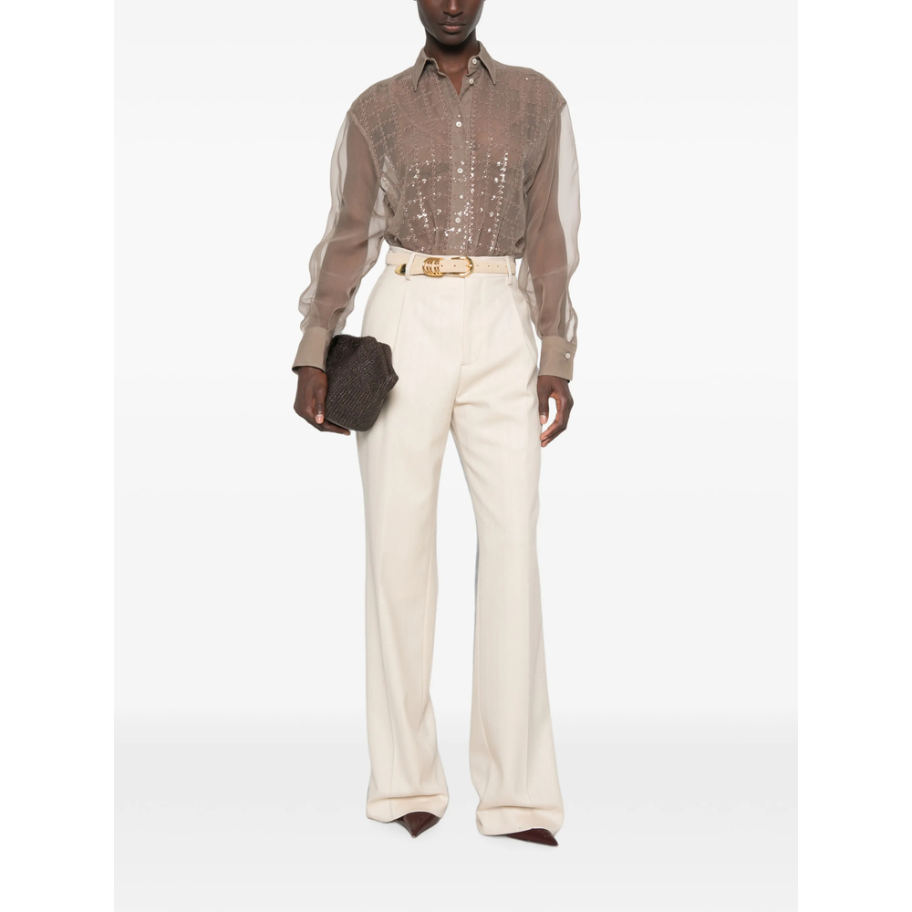 Sequin-Embellished Semi-Sheer Shirt