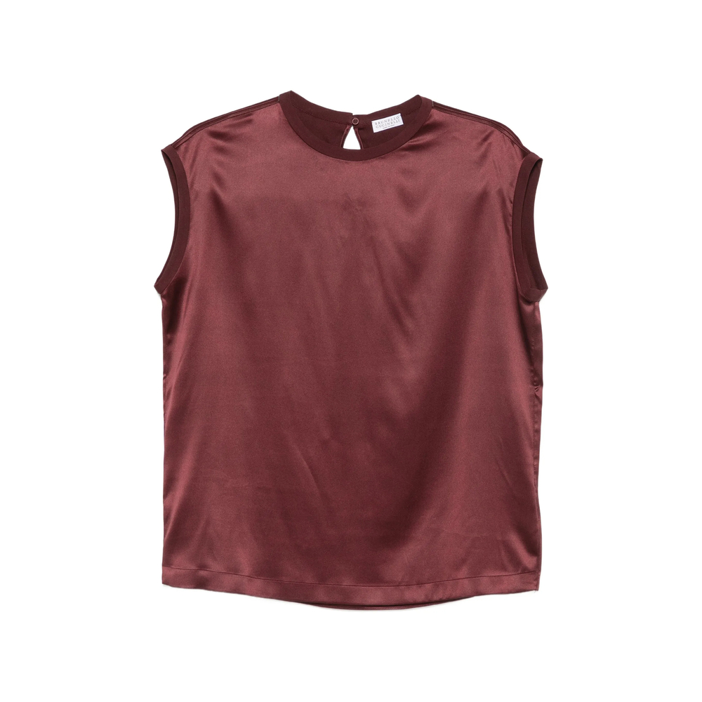 Brunello Cucinelli Satin Cap-sleeve Top
