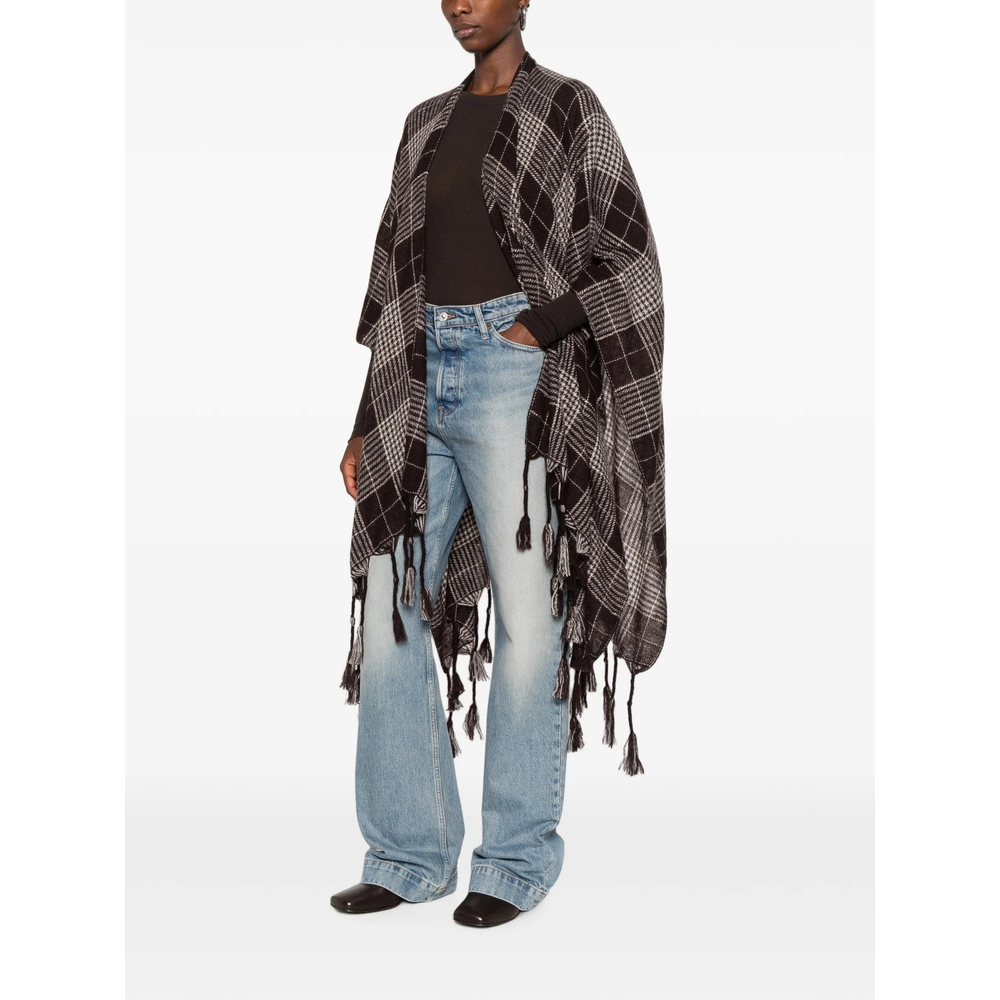 Check Tassel-Trimmed Ponchos