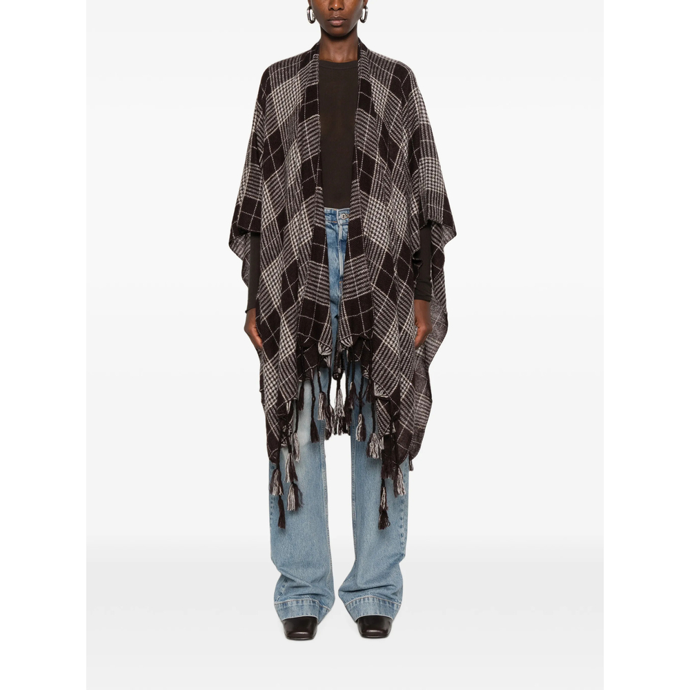 Check Tassel-Trimmed Ponchos