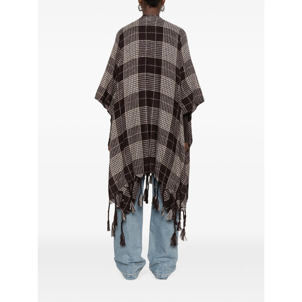 Check Tassel-Trimmed Ponchos