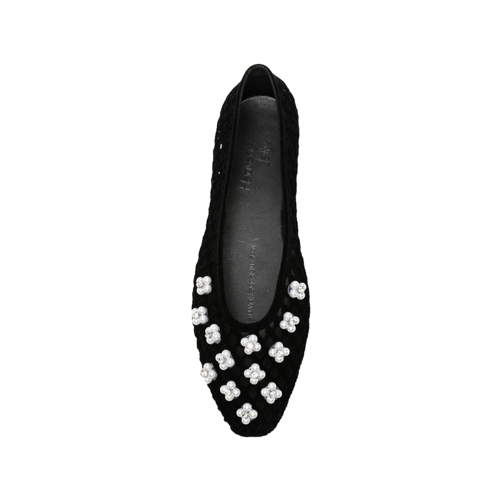 Lustre Floral-Embellished Perforated Ballet Flats
