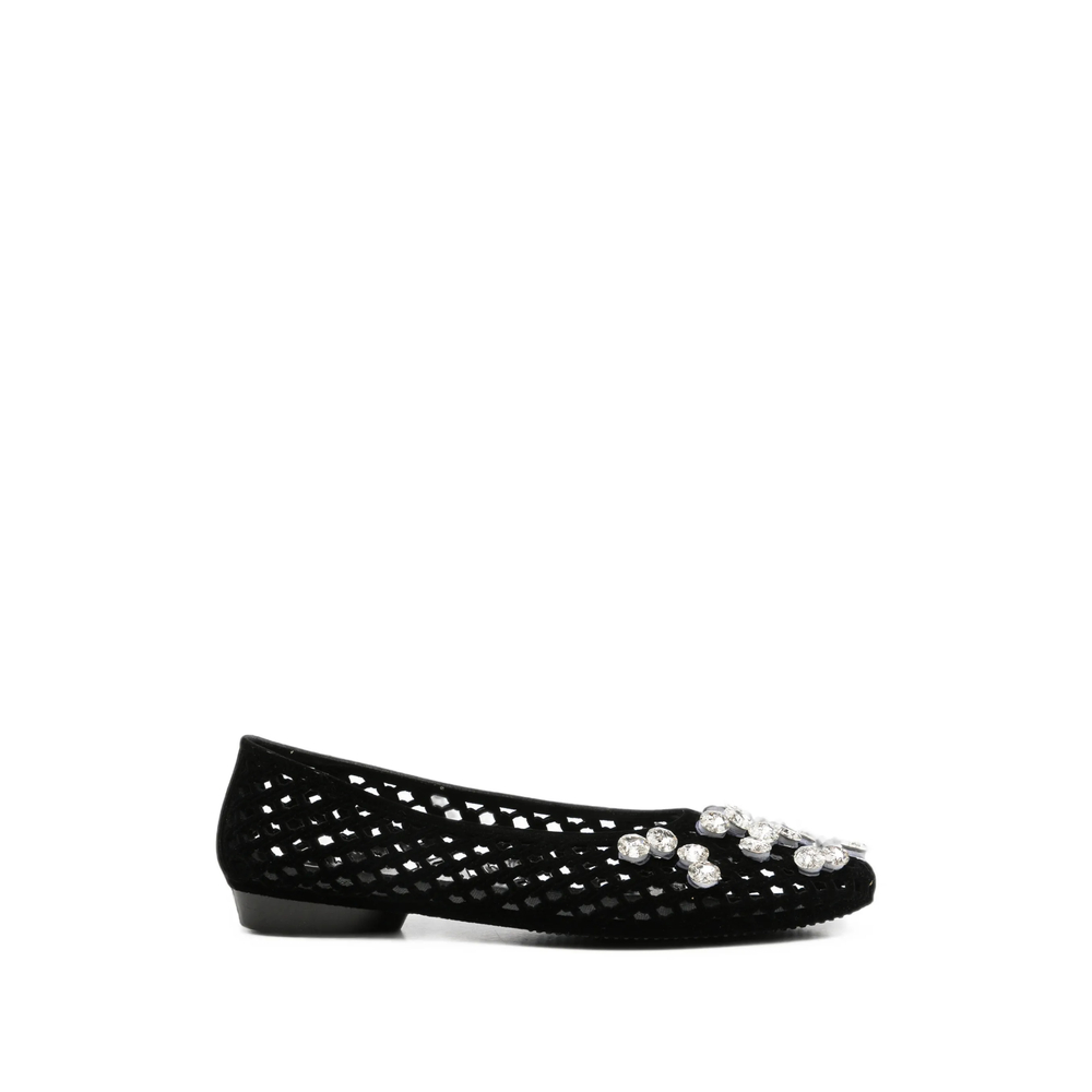 Lustre Crystal-Embellished Laser-Cut Ballet Flats