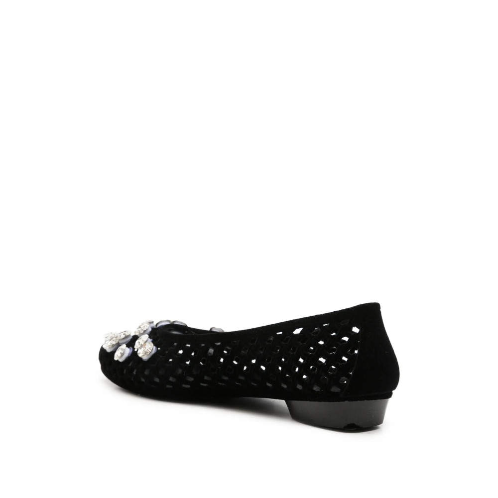 Lustre Crystal-Embellished Laser-Cut Ballet Flats